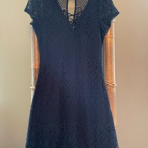 Hollister Blue Sheath Dress V-Neck Flutter Sleeves